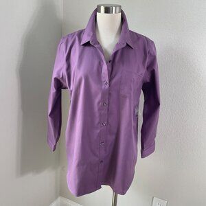 NEW Coldwater Creek Womens Large Petite Anytime No Iron Tunic Top Dusty Plum
